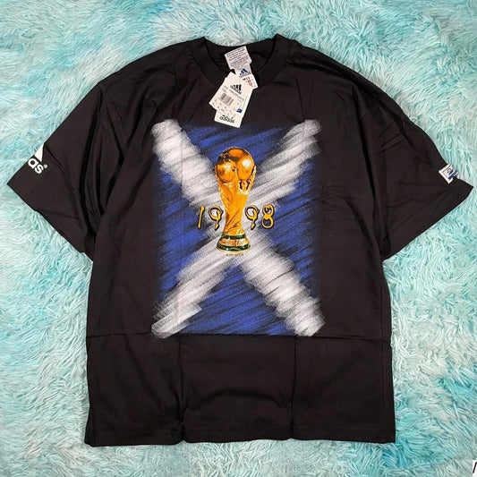 Deadstock Vintage 90s France 98 Adidas Scotland Graphic T Shirt