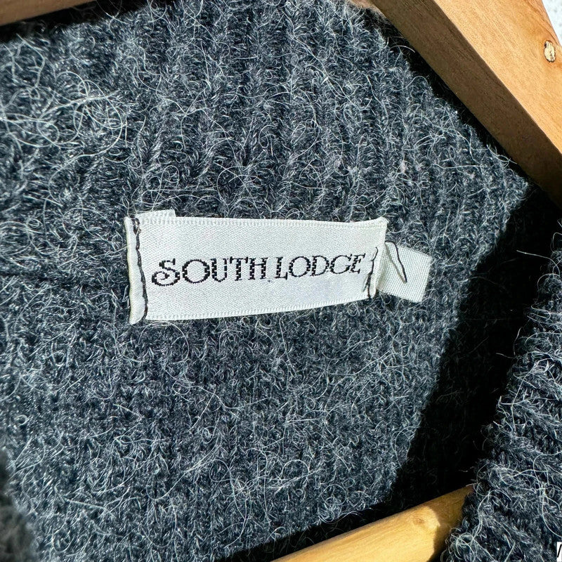 Vintage 90s Grey Patterned Knitted Jumper - Medium