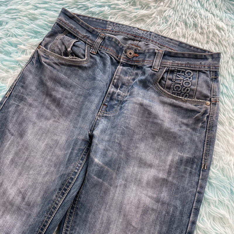 Vintage Y2K Crosshatch Baggy Jeans - 34W 32L