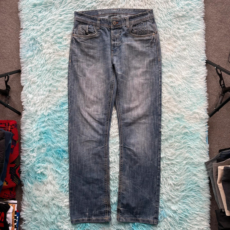 Vintage Y2K Crosshatch Baggy Jeans - 34W 32L