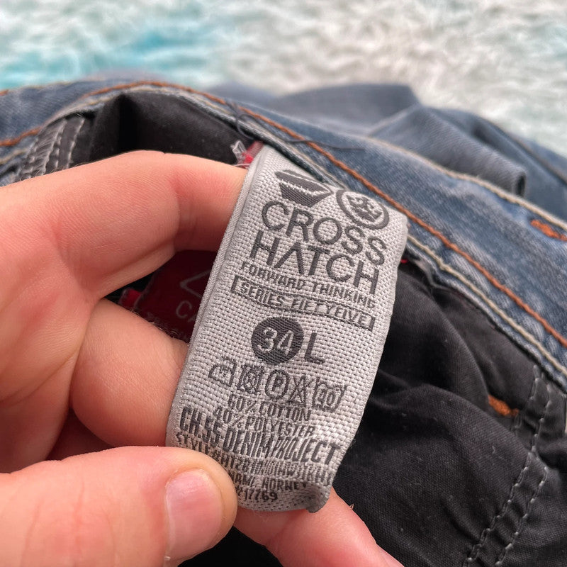 Vintage Y2K Crosshatch Baggy Jeans - 34W 32L