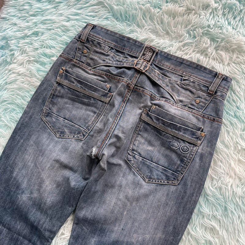 Vintage Y2K Crosshatch Baggy Jeans - 34W 32L