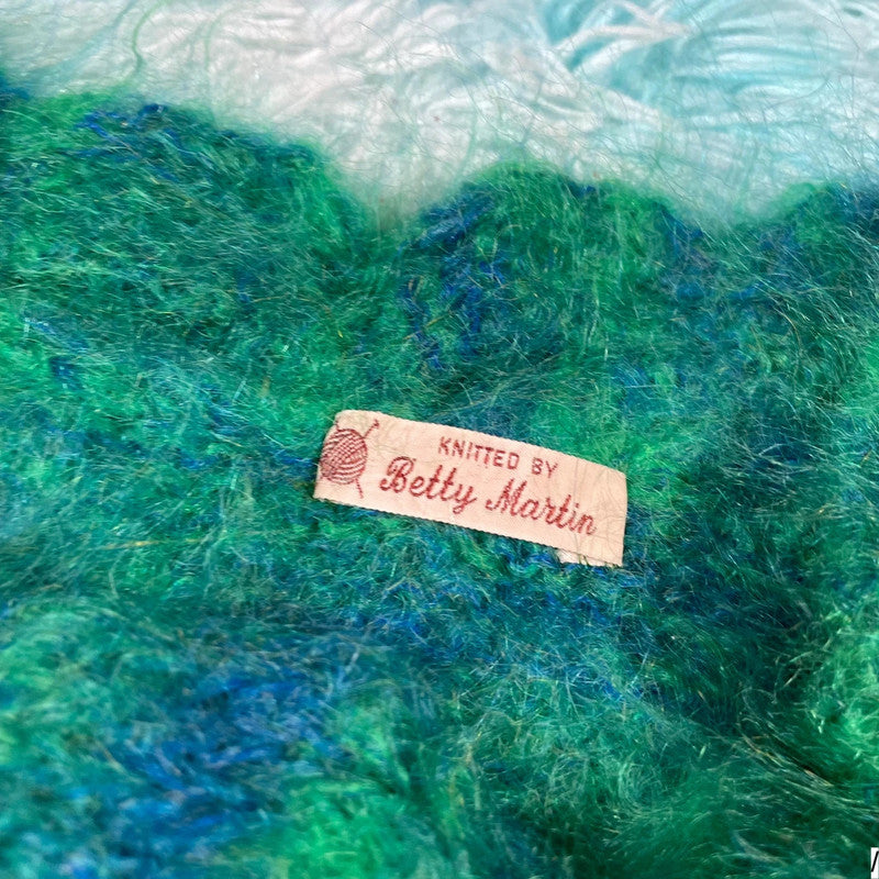 Vintage Green Blue Mohair Knitted Jumper - XL