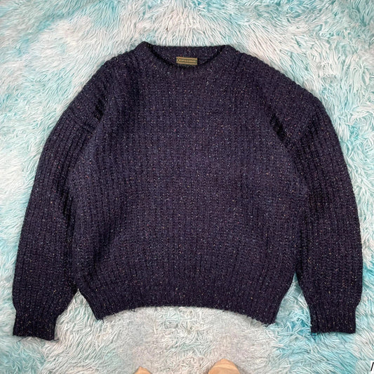 Vintage 90s Navy Croft & Barrow Chunky Knitted Jumper - Large
