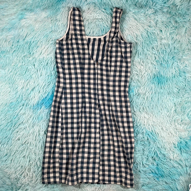 Vintage Navy & White Gingham Summer Dress - Size 6