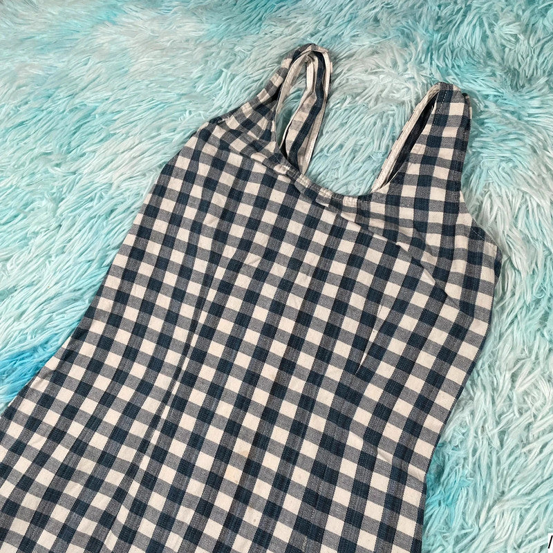 Vintage Navy & White Gingham Summer Dress - Size 6