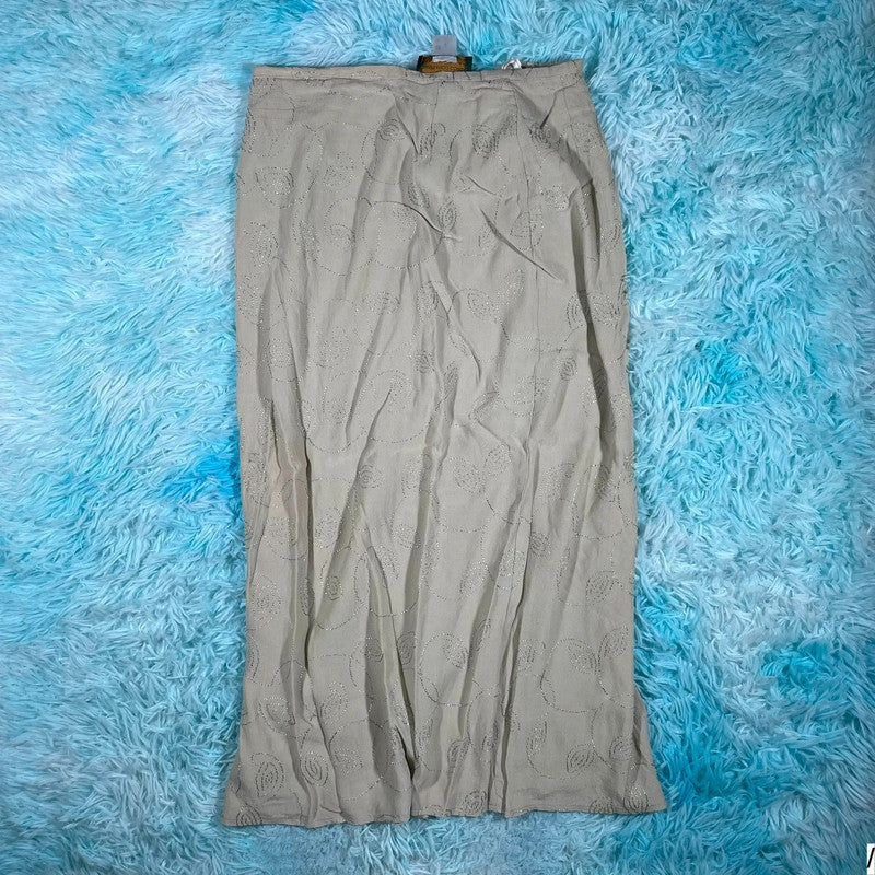 Vintage 90s Beige Patterned Maxi Dress - Size 14