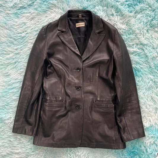 Vintage Y2K Black Leather jacket - Size 12