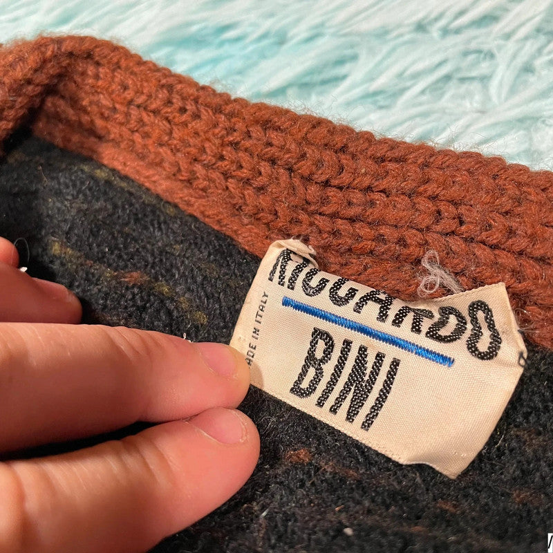 Vintage 80s Funky Patterned Knitted Jumper - Large