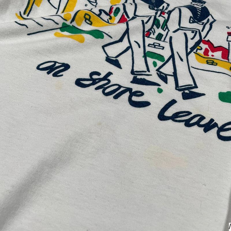 Vintage 90s White Sailor Graphic Print T Shirt - Large