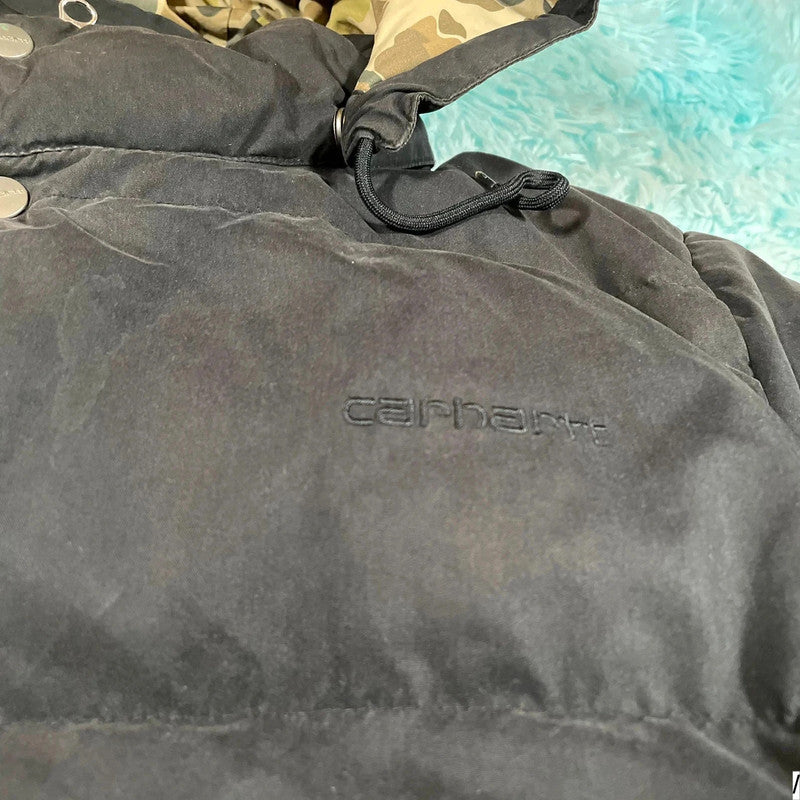 Black Carhartt Puffer Jacket Camo Lining - Medium