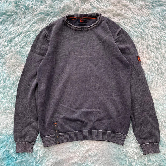 Grey Avirex Knitted Jumper - Large