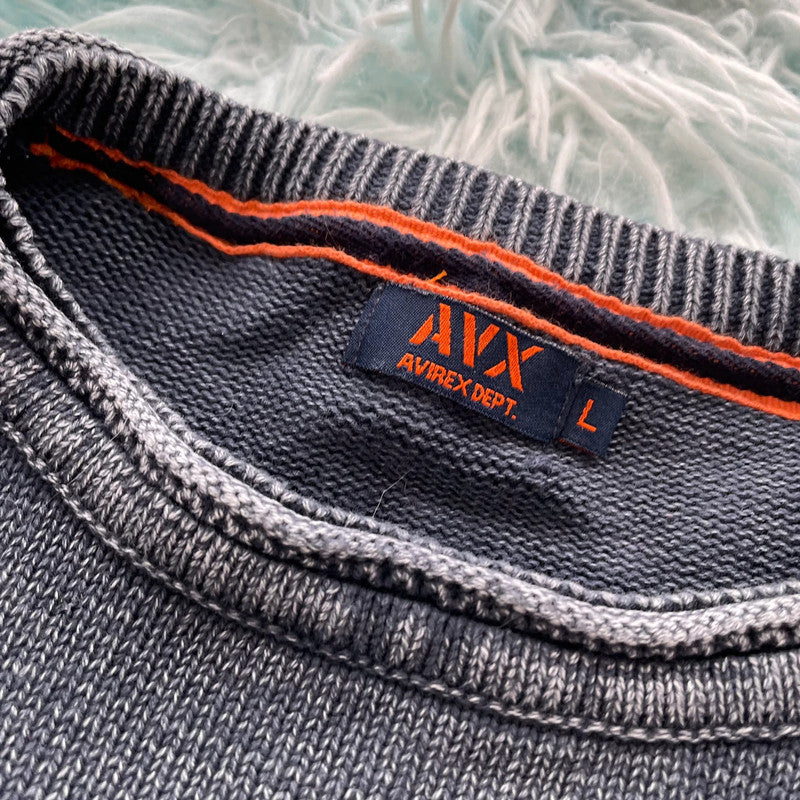Grey Avirex Knitted Jumper - Large