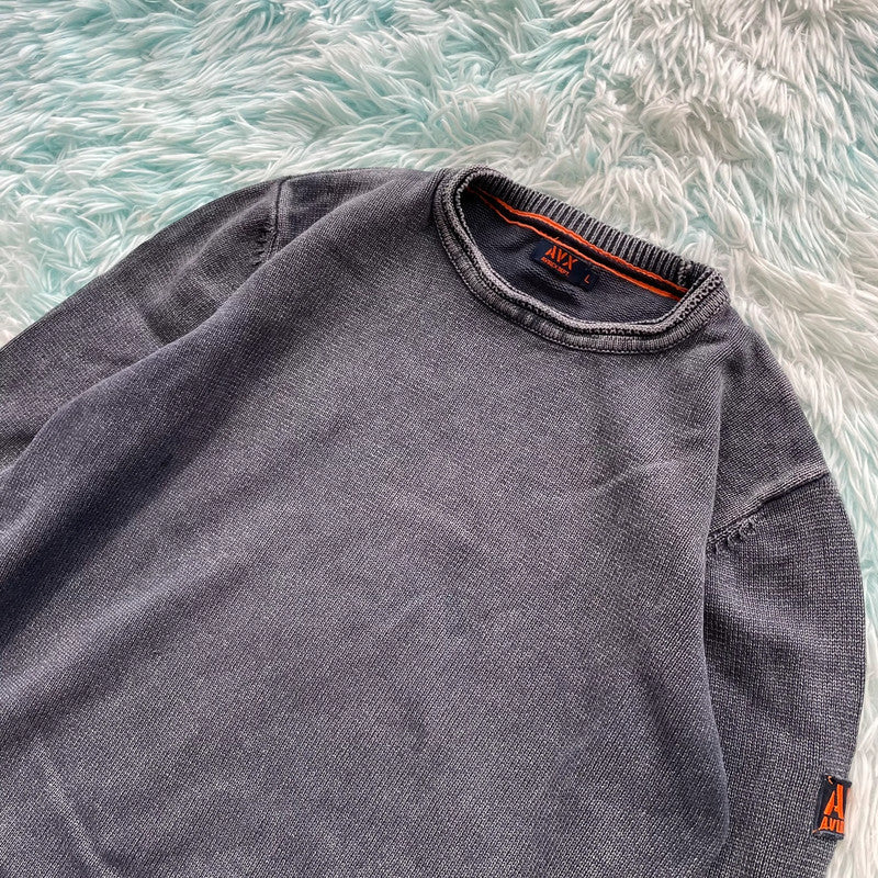 Grey Avirex Knitted Jumper - Large