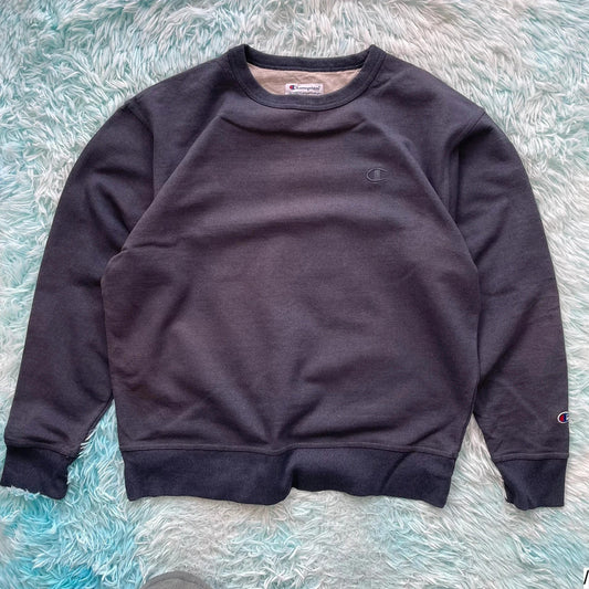 Vintage Navy Champion Plain Sweatshirt - Large