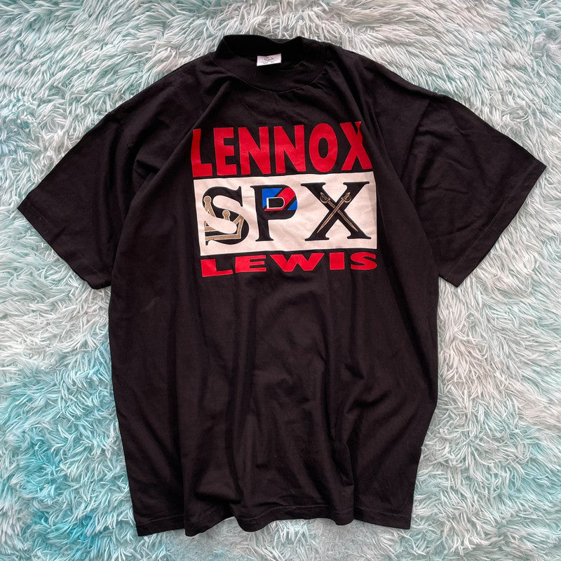 Vintage 90s Black Lenox Lewis Wrestling Graphic T Shirt - XL
