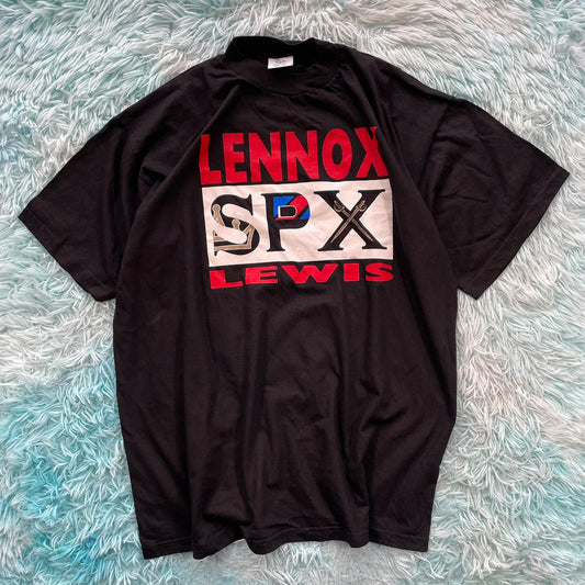 Vintage 90s Black Lenox Lewis Wrestling Graphic T Shirt - XL