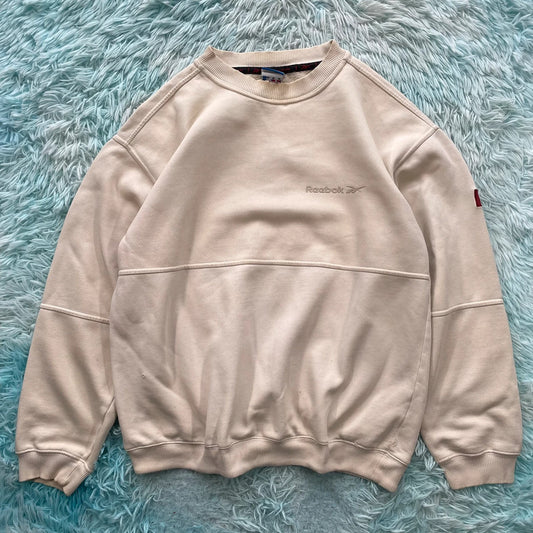 Vintage 90s Cream White Reebok Sweatshirt - Medium