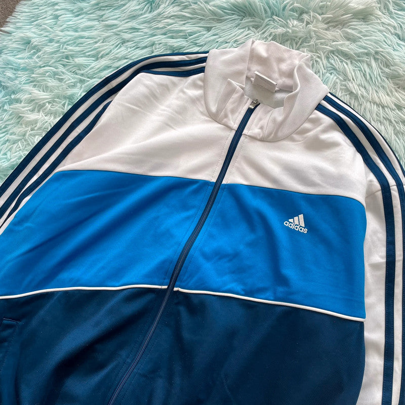 Vintage Y2K White & Blue Adidas Track Jacket - XXL