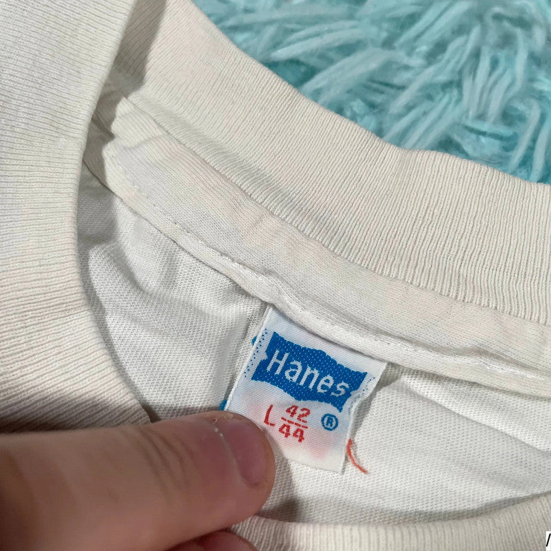 Vintage 70s White Hanes Blank T Shirt - Large