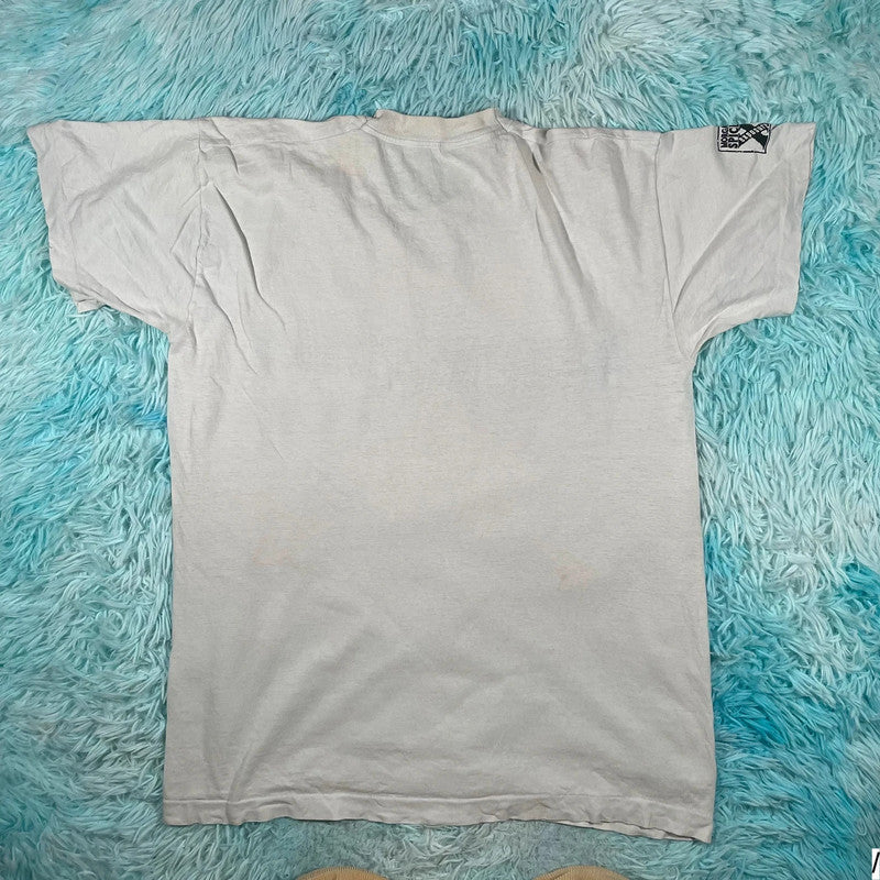 Vintage 80s White Morgans Rum Spiced Promo Graphic T Shirt - Large