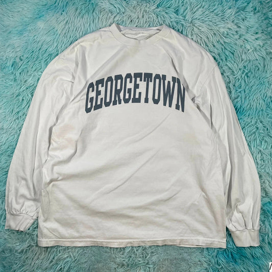 White Georgetown Long Sleeve T Shirt J Galt - XL
