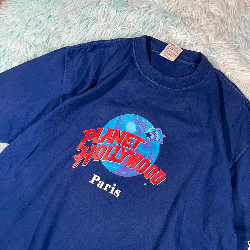 Vintage 90s Blue Plant Hollywood Graphic T Shirt - Large