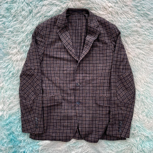 Navy Chequered Hackett Blazer Jacket - Medium 40R