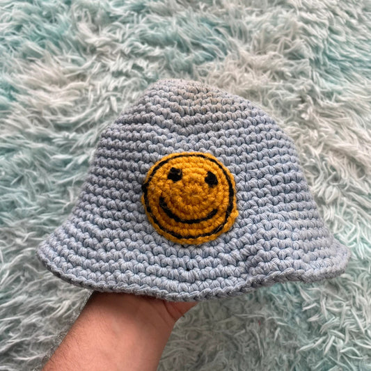 Baby Blue Crochet Hat Smiley