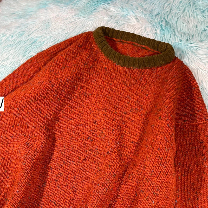 Vintage 90s Orange Irish Wool Knitted Jumper - Large