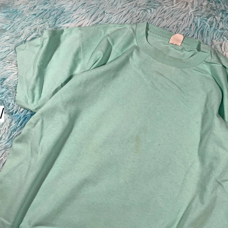 Vintage 90s Mint Green Blank T Shirt fruit of the Loom - Large