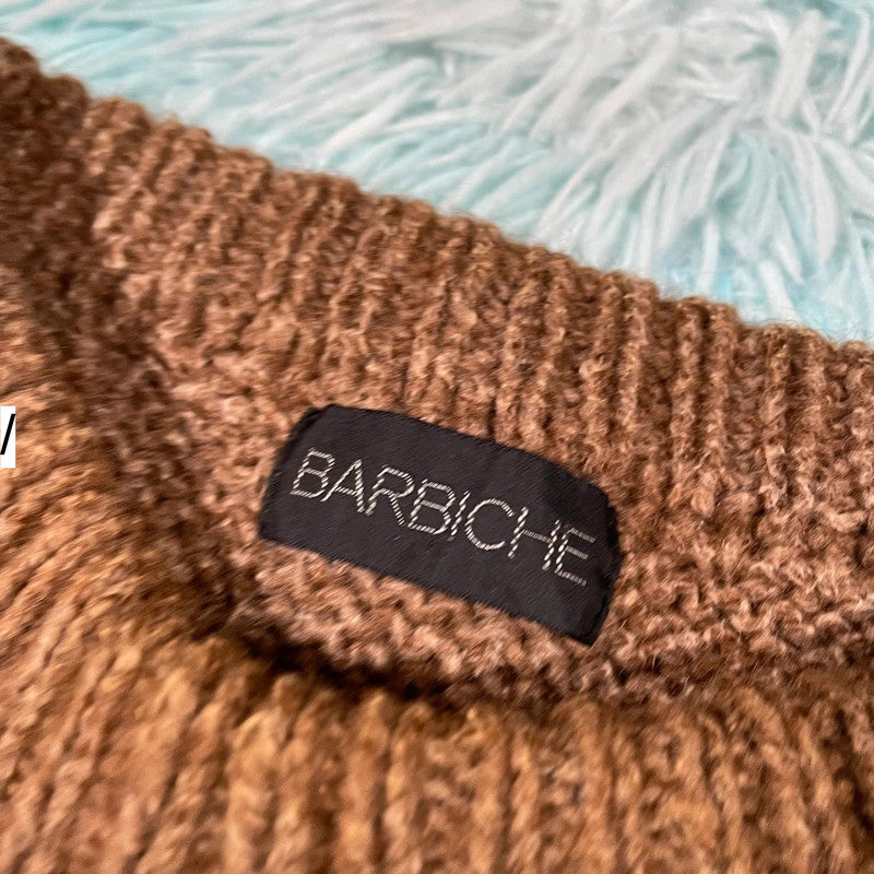 Vintage 90s Brown Patterned Knitted Jumper - Medium