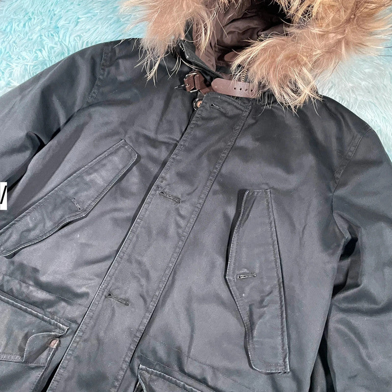 Black Hackett Arctic Parka Coat Jacket - Medium