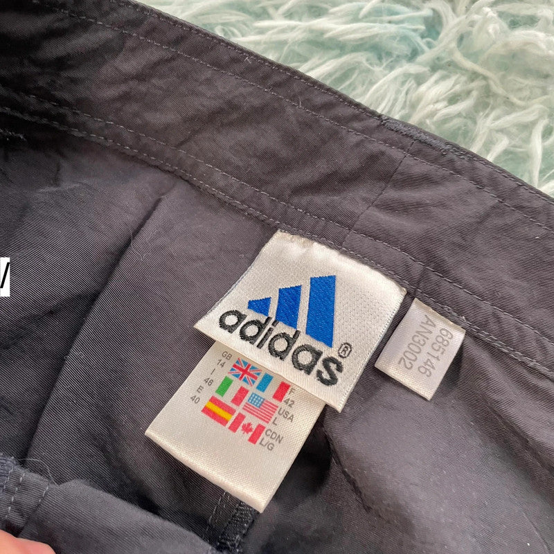 Vintage 90s Dark Grey Adidas Tracksuit Bottoms - Size 14