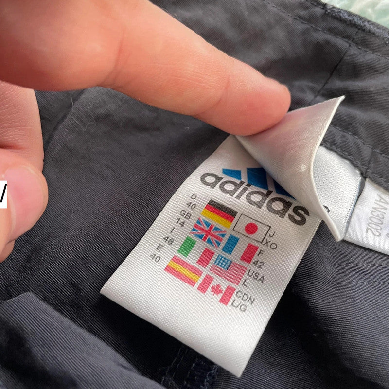Vintage 90s Dark Grey Adidas Tracksuit Bottoms - Size 14