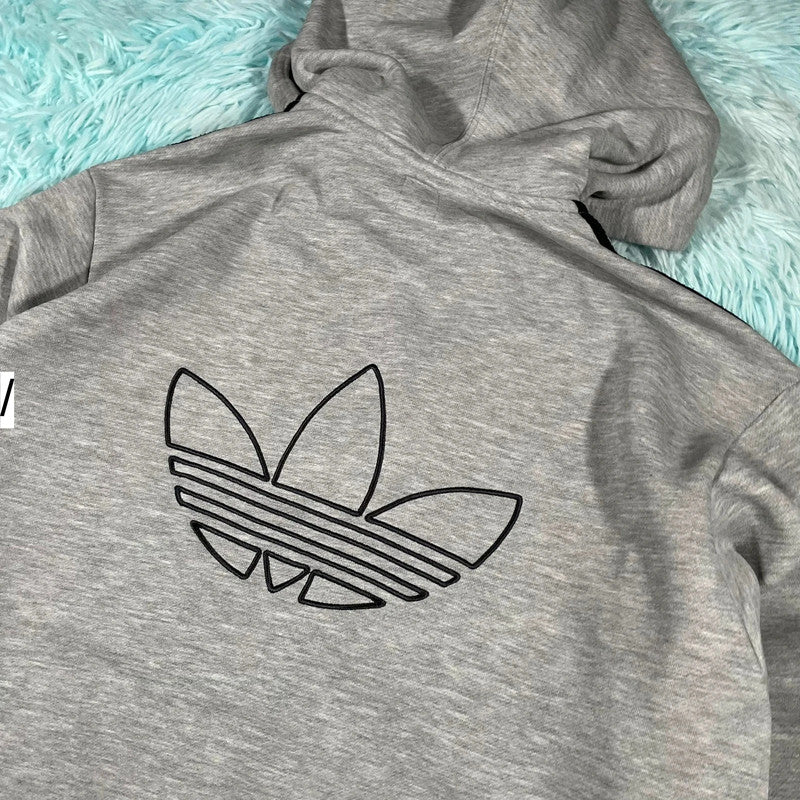 Vintage 00s Grey Adidas Hoodie Full Zip - XL