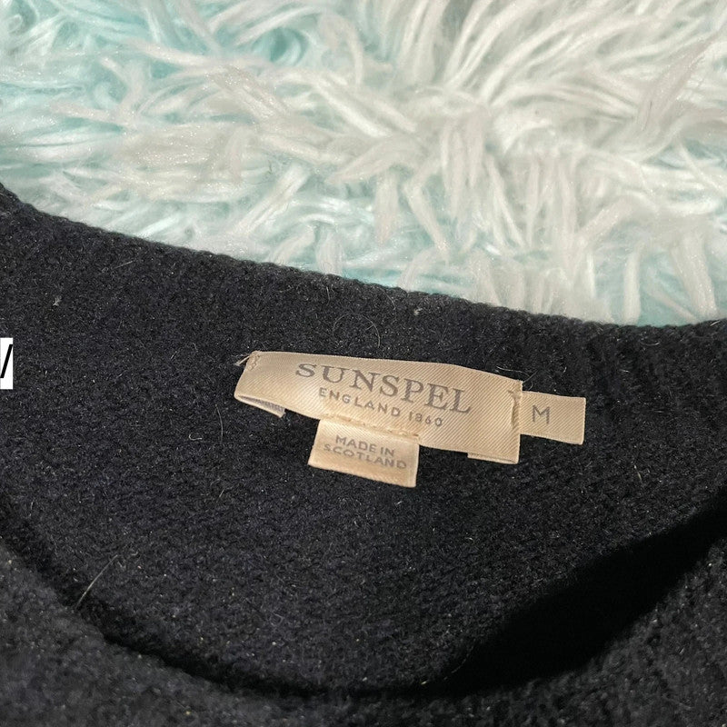 Black Sunspel Lambswool Knitted Jumper - Medium
