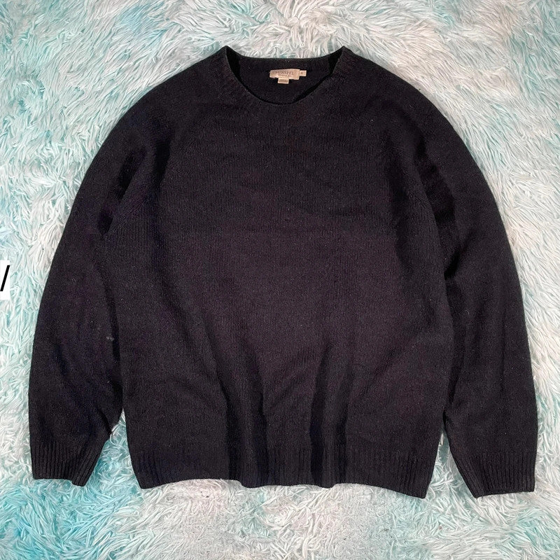 Black Sunspel Lambswool Knitted Jumper - Medium