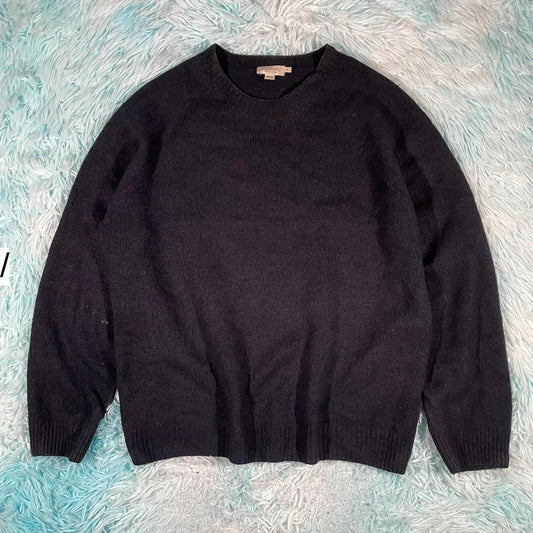 Black Sunspel Lambswool Knitted Jumper - Medium