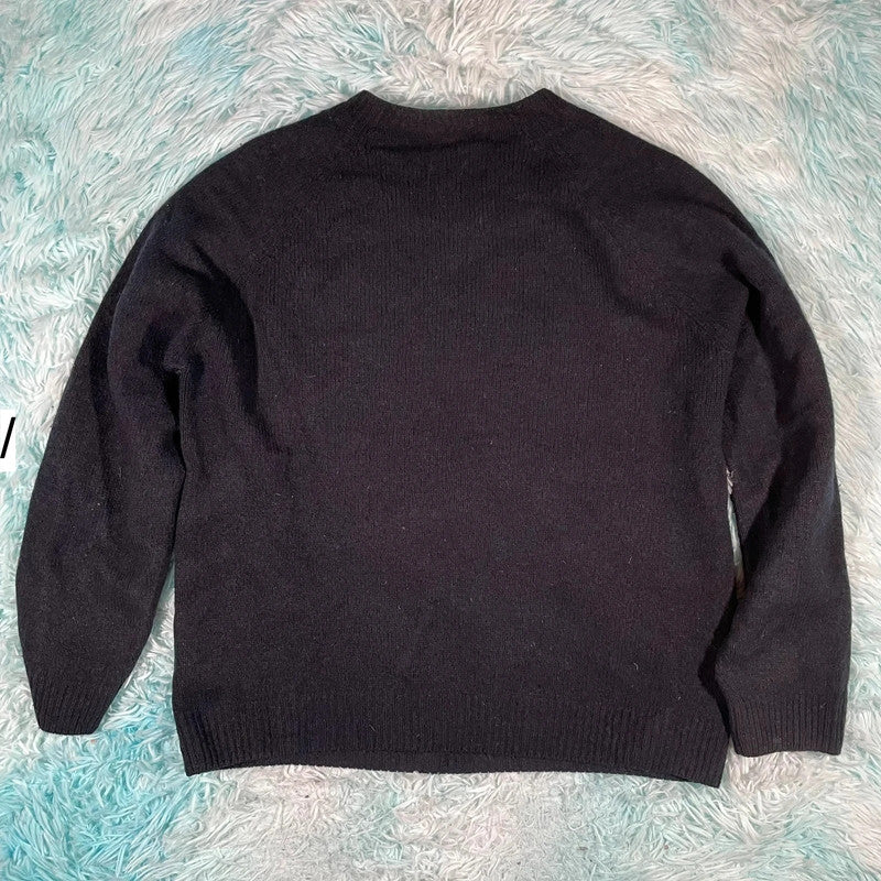 Black Sunspel Lambswool Knitted Jumper - Medium