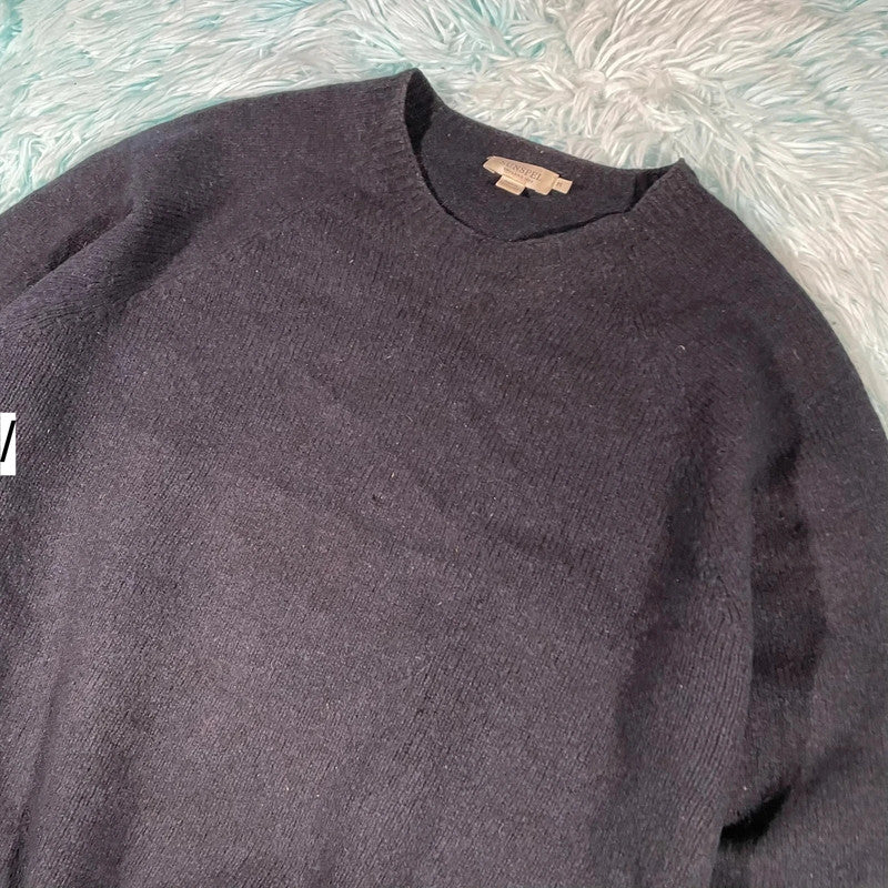 Black Sunspel Lambswool Knitted Jumper - Medium