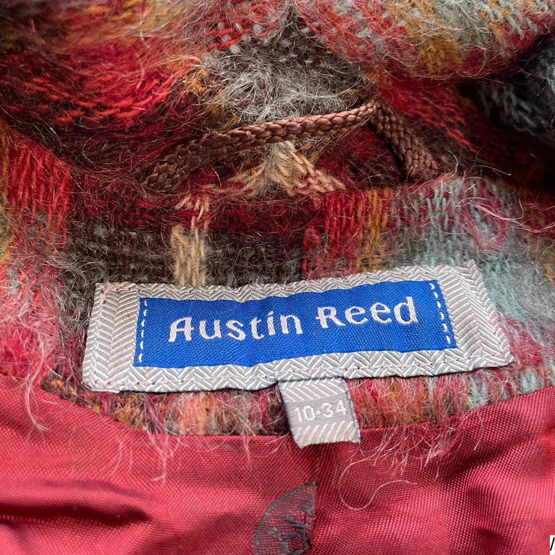 Vintage 90s Red Mohair Wool Blend Long Coat - Size 10