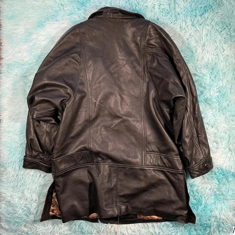 Vintage 90s Black Leather Jacket - Medium