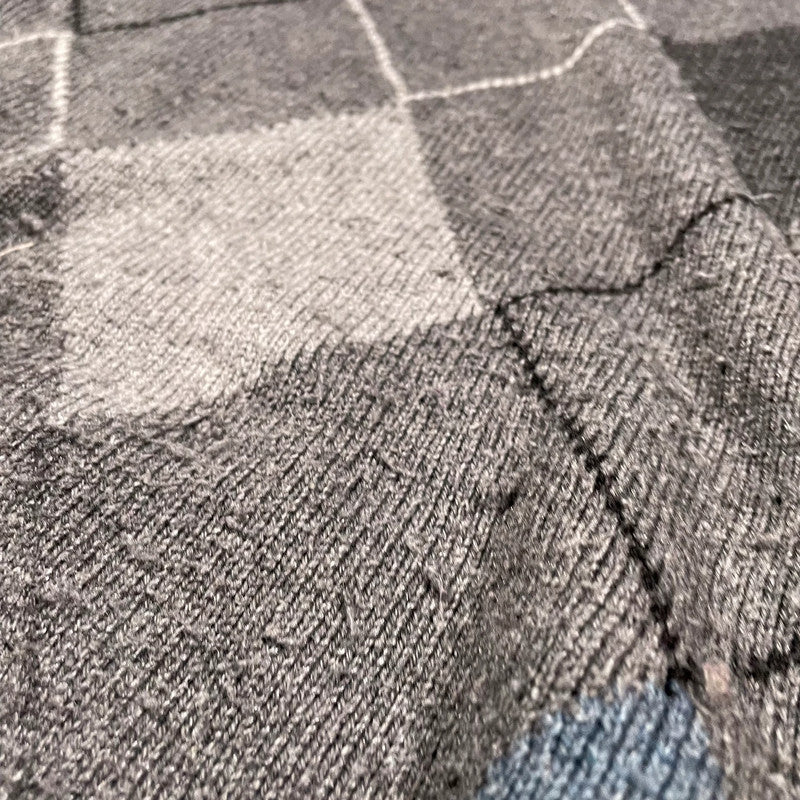 Vintage 90s Grey Grunge Patterned Knitted Jumper - XL