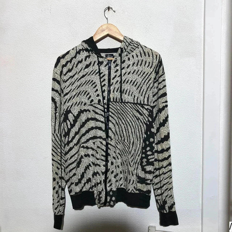 Vintage Leopard Print Stussy Lightweight Hoodie - Large