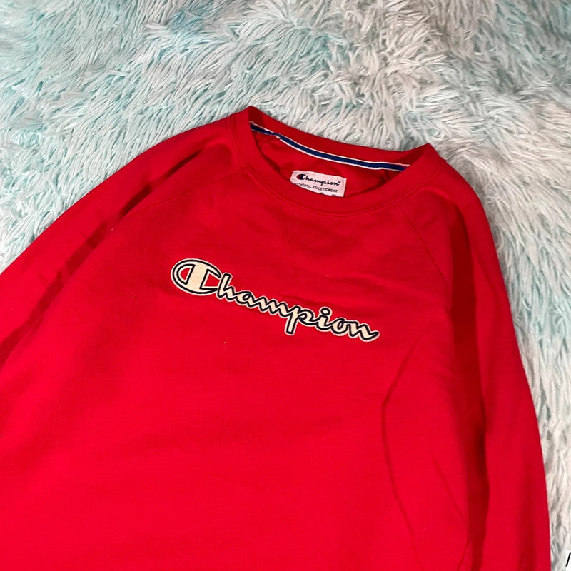 Red Champion Sweatshirt Spellout - Medium