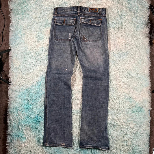 Vintage Y2K Distressed Jeans Striaght Slim Leg - W36 L32