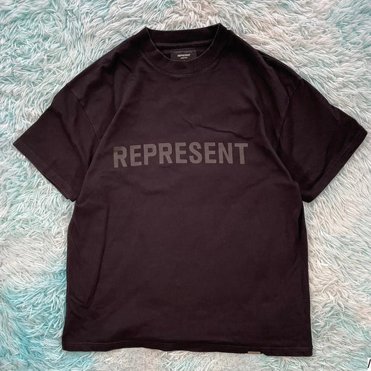 Black Represent T Shirt Spellout - Large