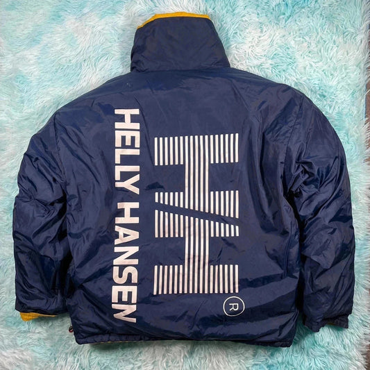 Vintage 90s Yellow & Navy Reversible Helly Hansen Puffer Jacket - Large