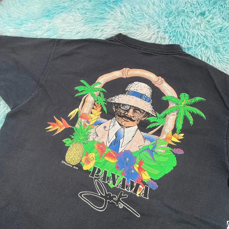 Vintage 90s Black Panama Jack Graphic T Shirt - XL